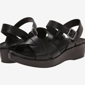 Kork-Ease Black Wedge Sandals